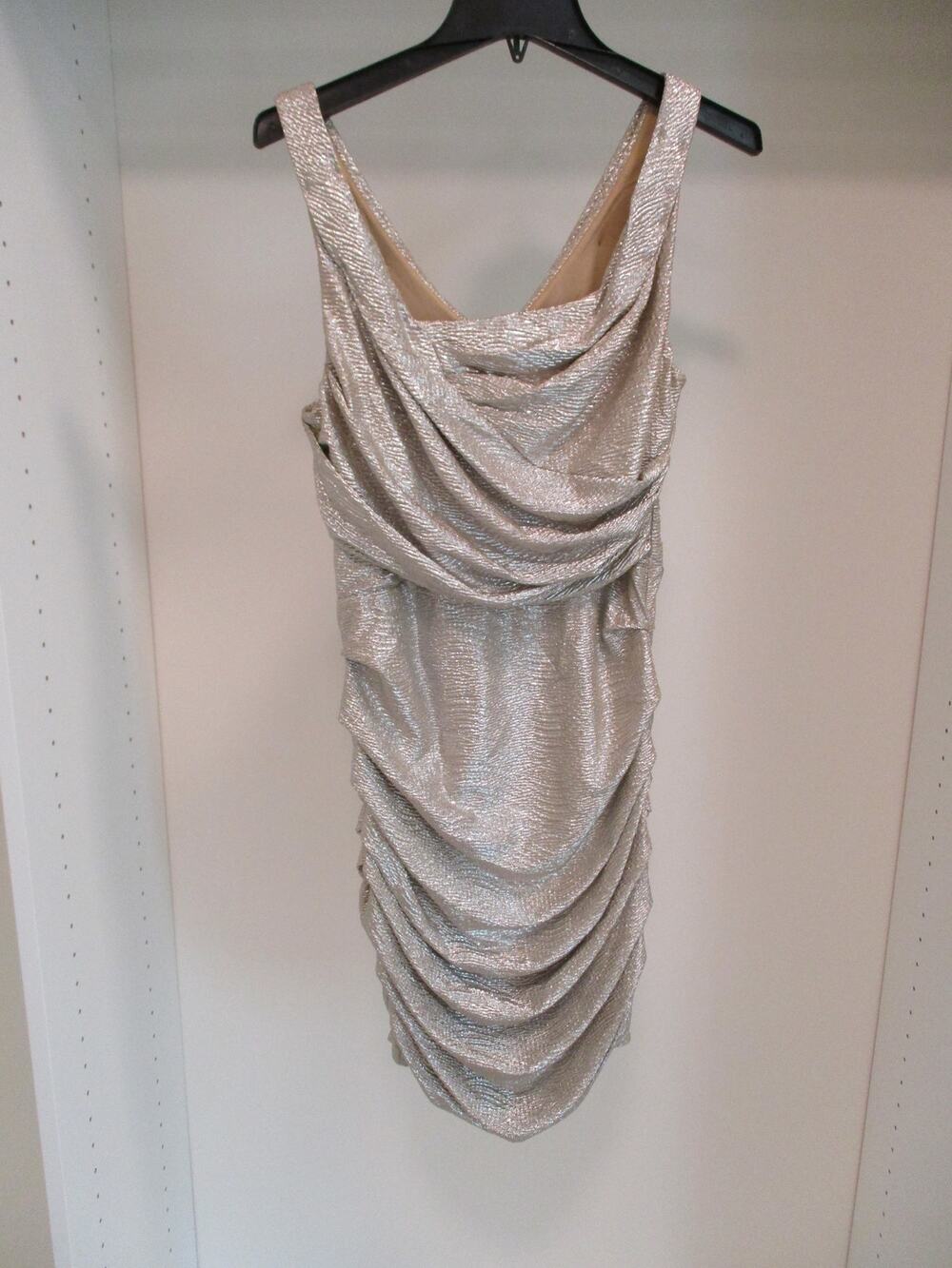 EXPRESS SLEEVELESS GOLD ZIP UP EVENING DRESS SIZE 8